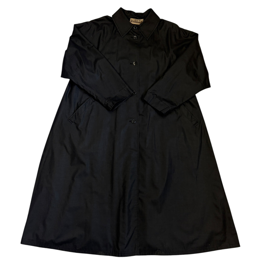 long a-line black nylon coat