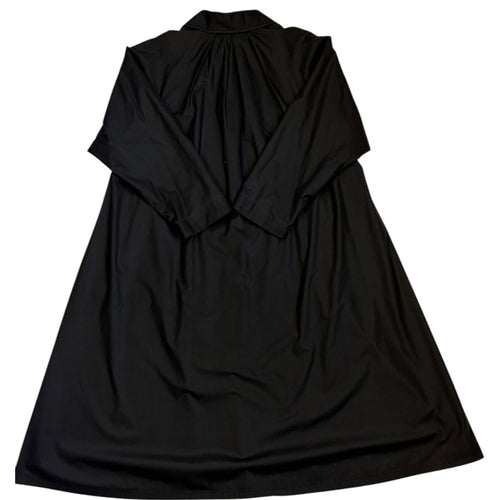 long a-line black nylon coat back