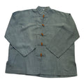 mandarin collar linen jacket with wooden buttons