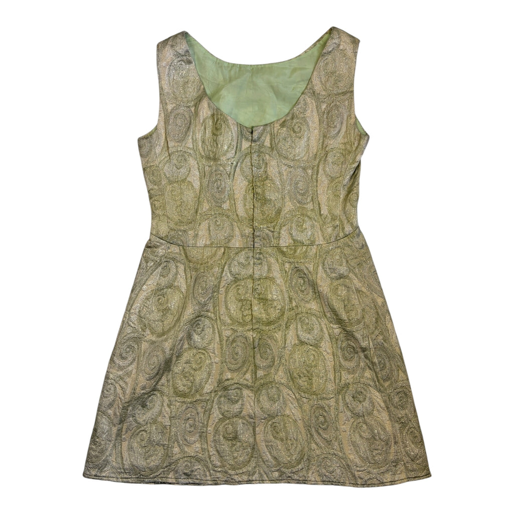 metallic sage green mini dress back