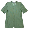 mint green Cacharel linen top with shoulder pads