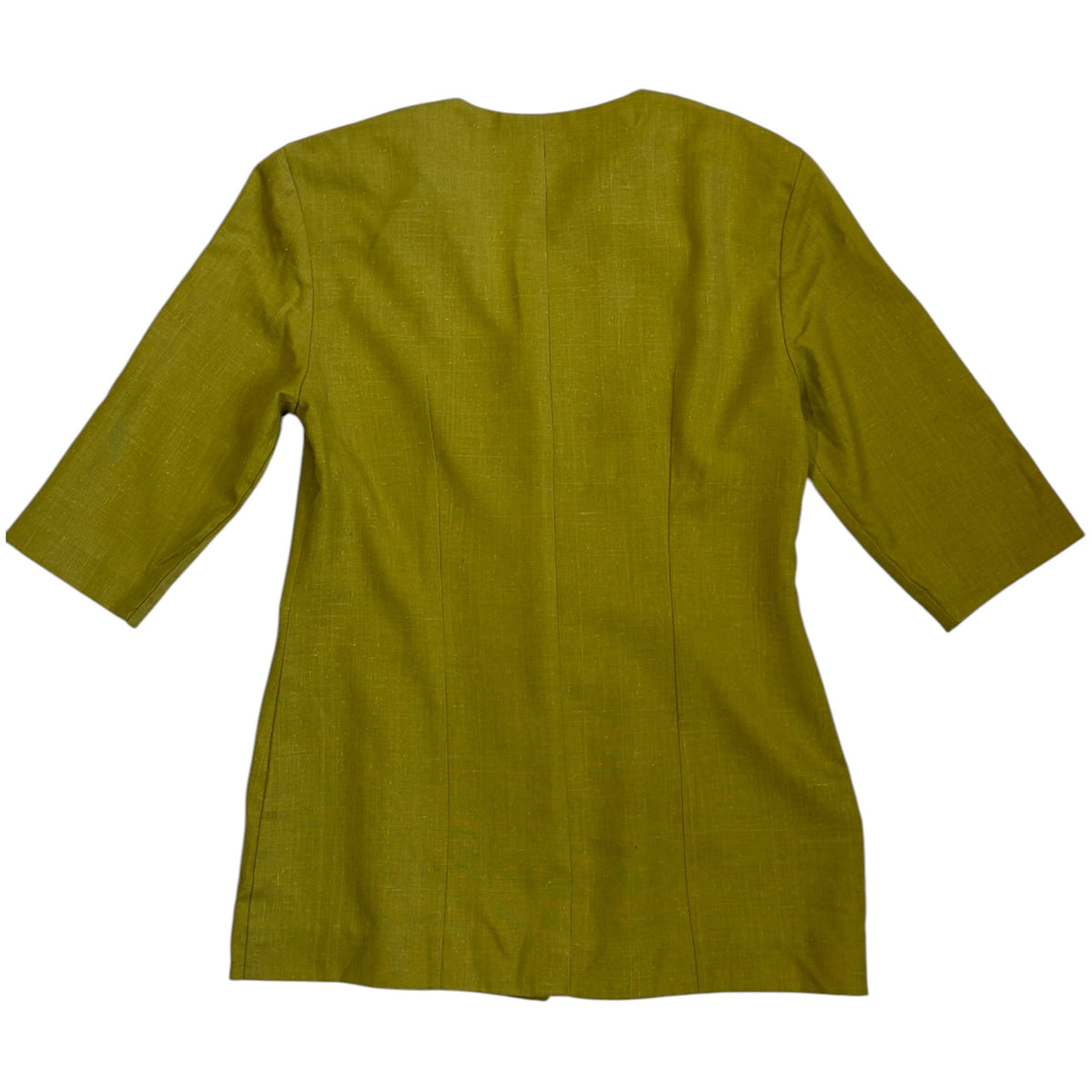 moss green longline blouse with wavy neckline back