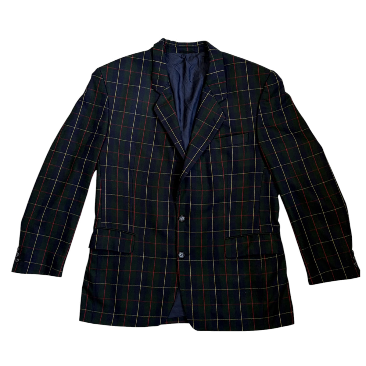 navy blue checkered blazer