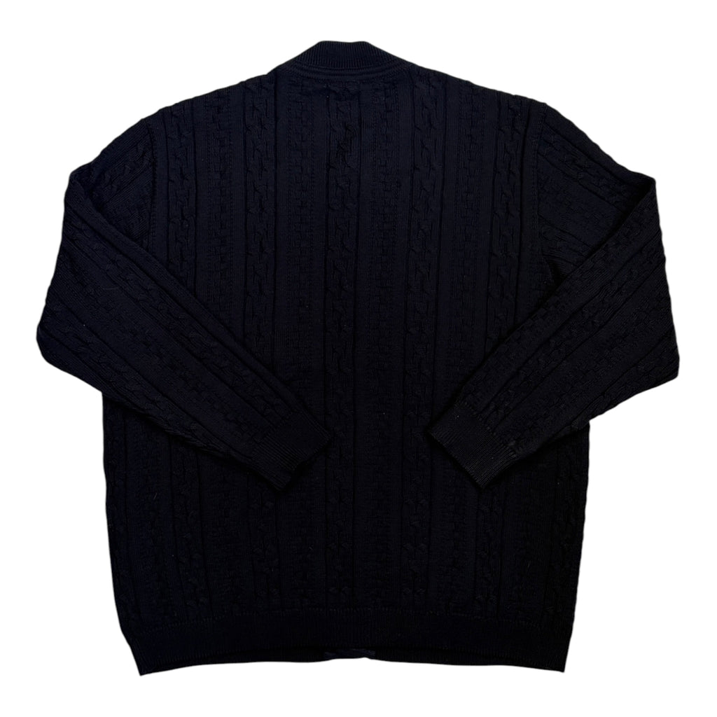 navy blue wool cardigan back