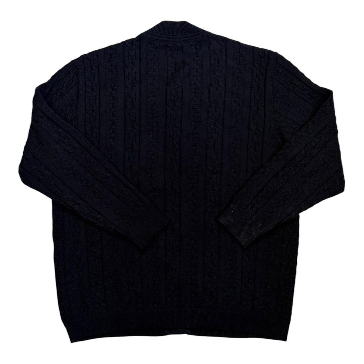 navy blue wool cardigan back