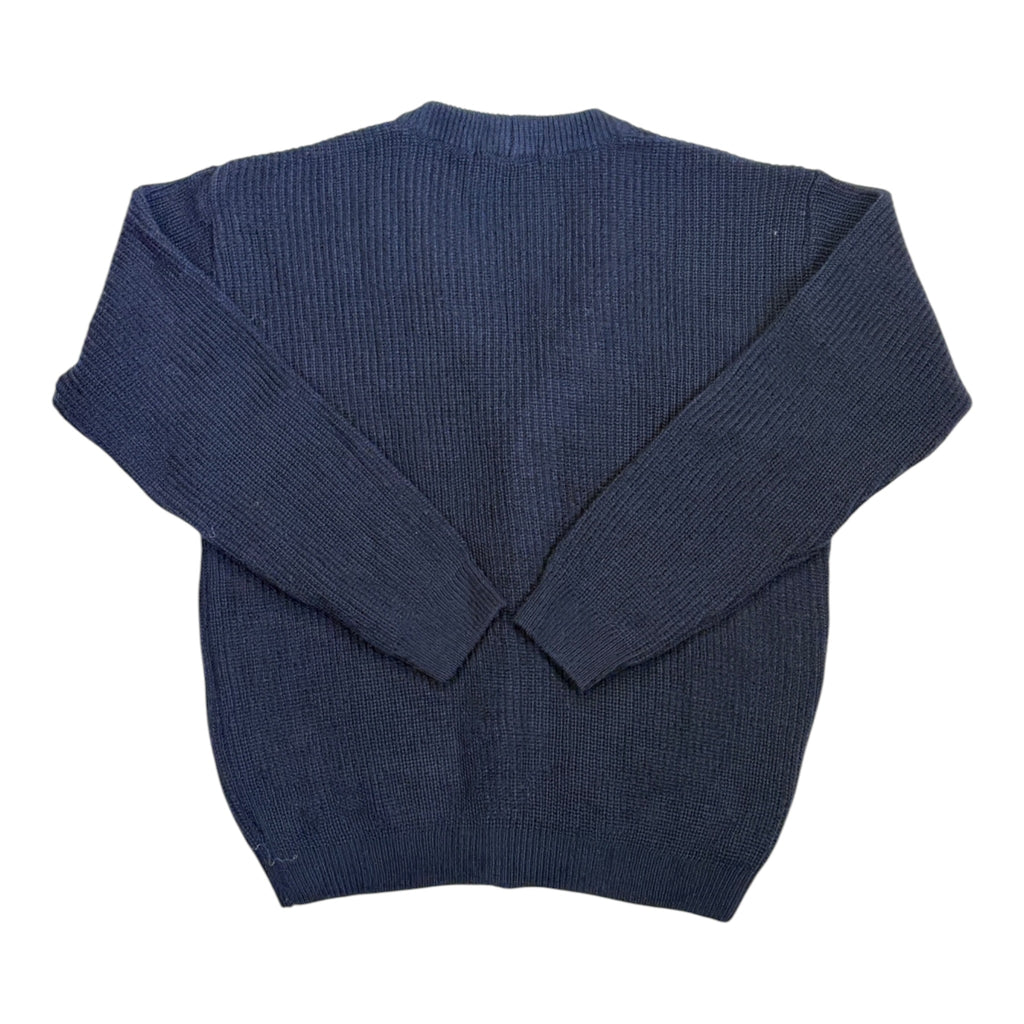 navy blue wool cardigan blue back