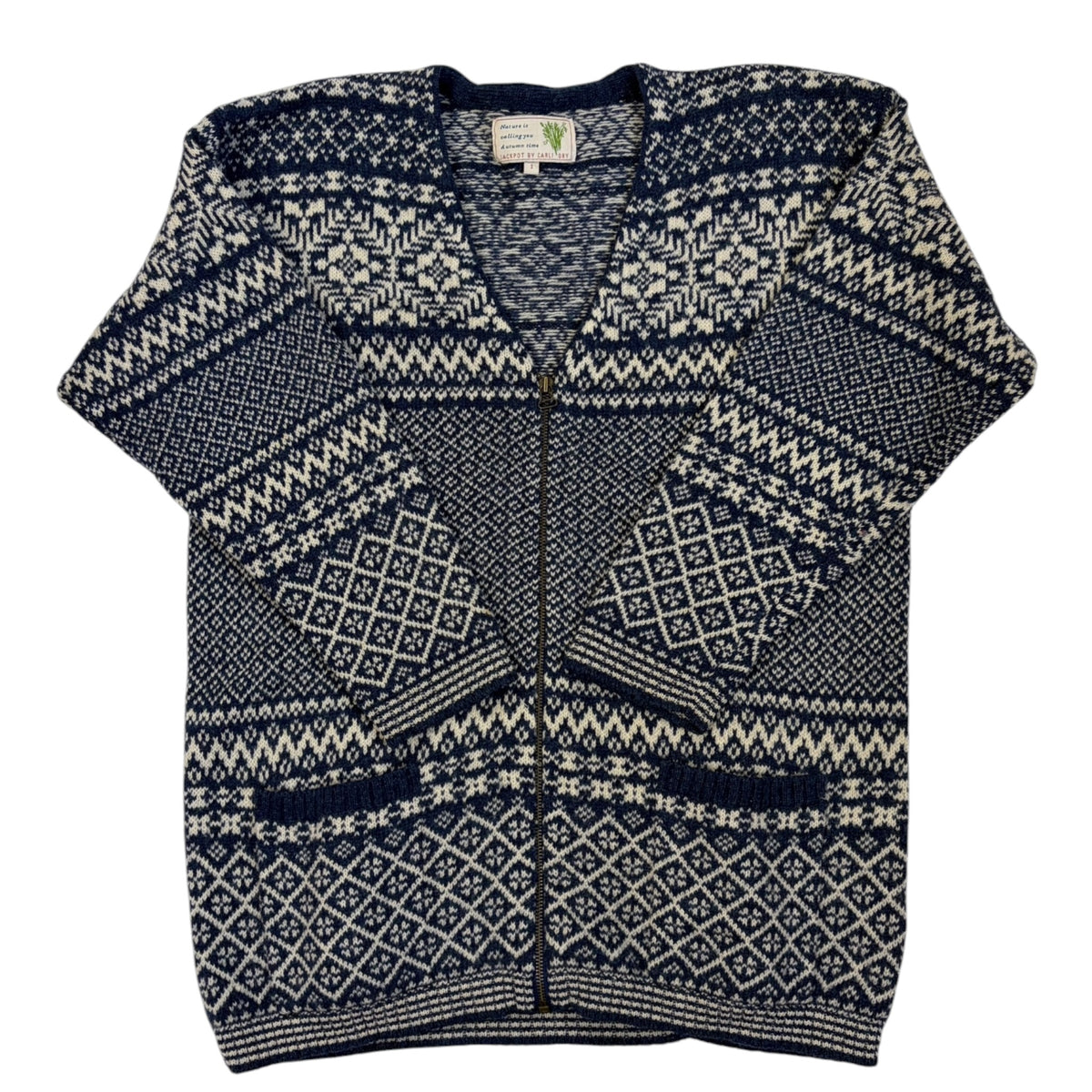 nordic zip cardigan with snowflake details
