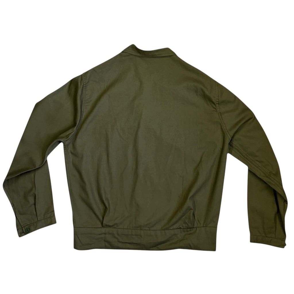 olive green work wear jacket back 