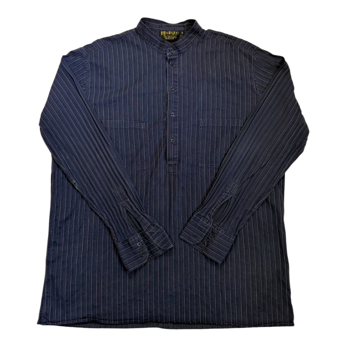 pin stripe band collar shirt
