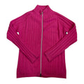 pink ribbed knit cardigan with zip
