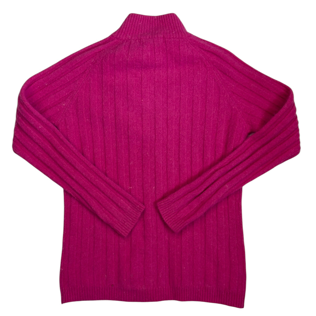 pink ribbed knit cardigan with zip back