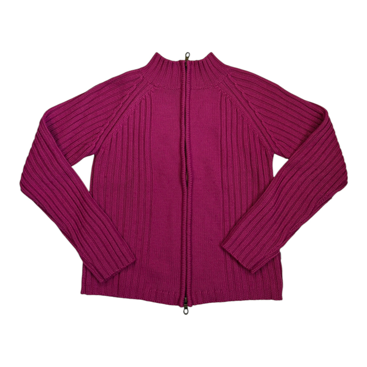 pink ribbed zip knit cardigan