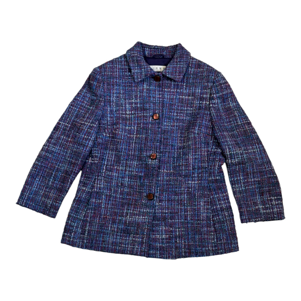 purple blue wool bouclé set top