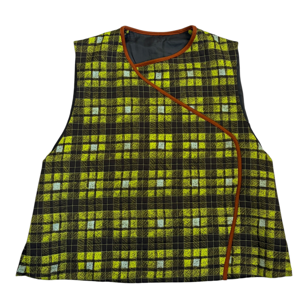 quilted, checkered cross over vest