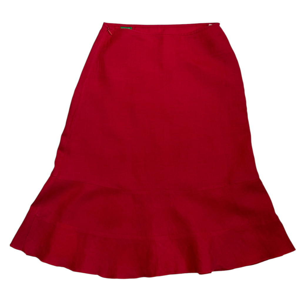 red Benetton linen skirt