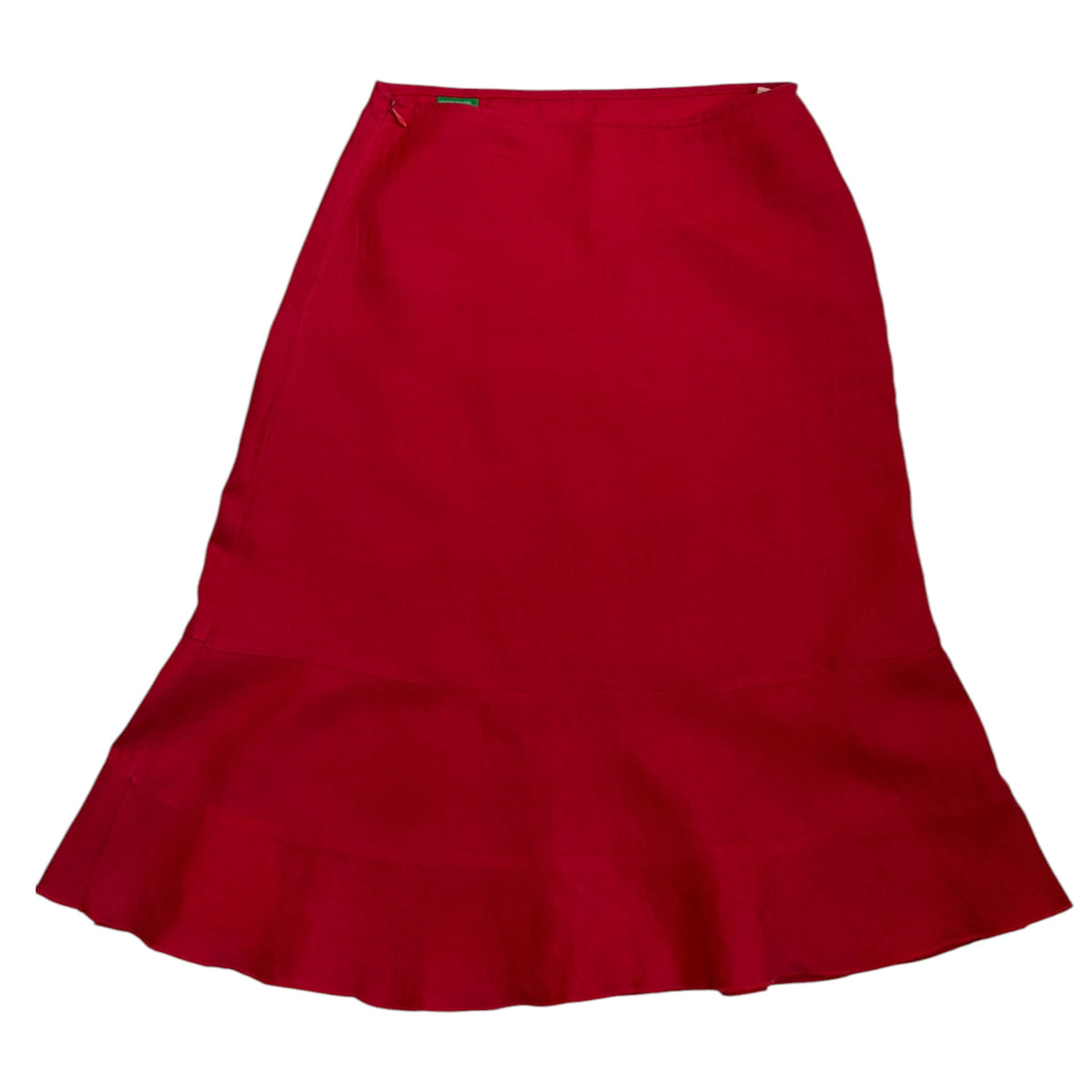 red Benetton linen skirt