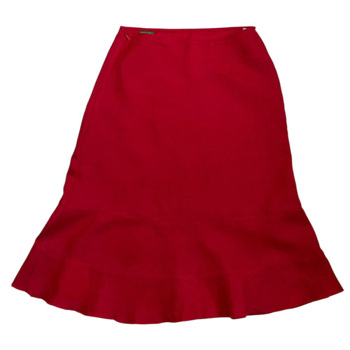 red Benetton linen skirt