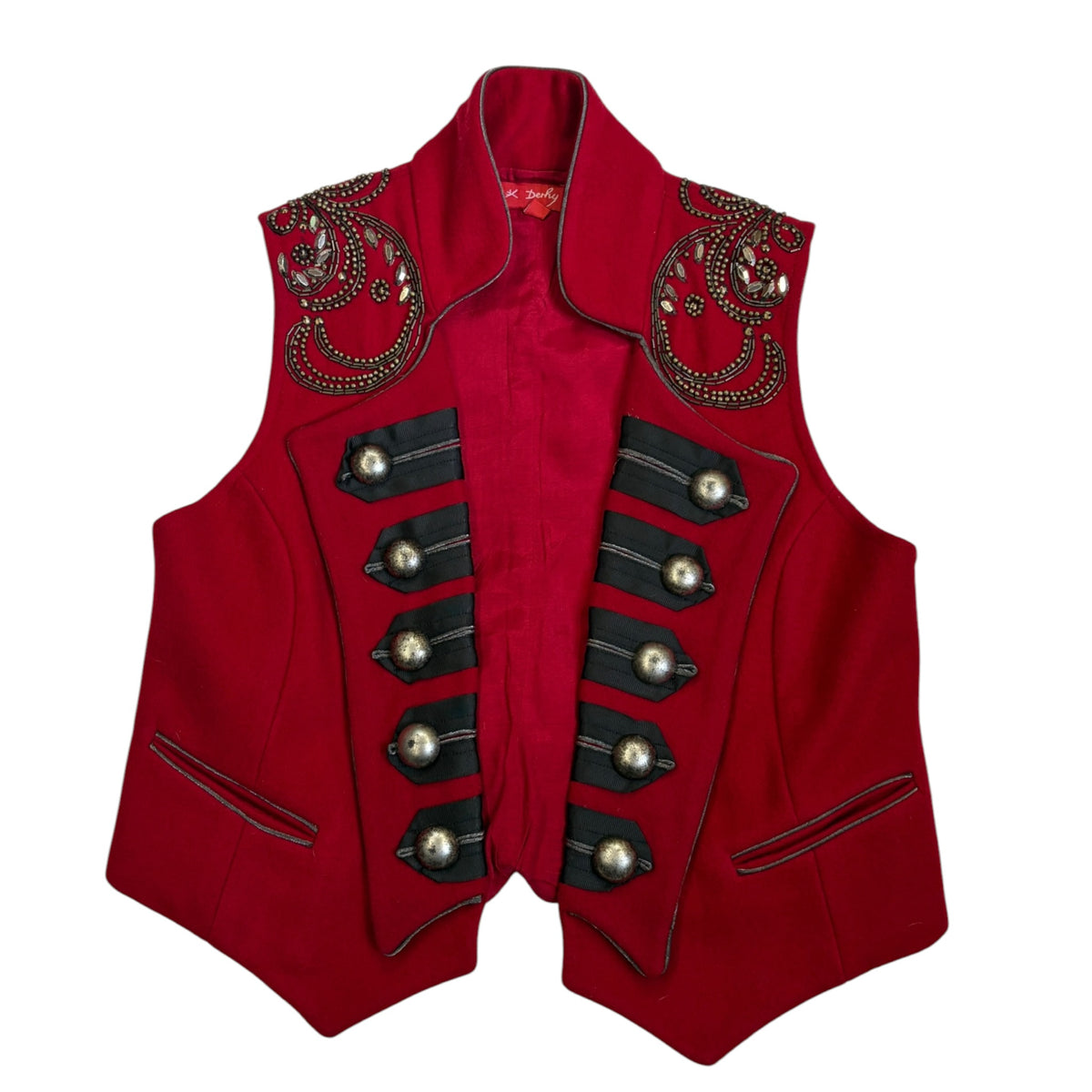 red hussar vest with embroidery and beads