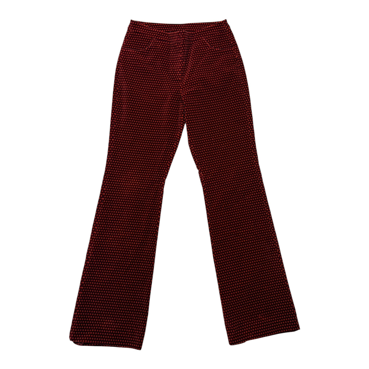red velvet flared pants with dots