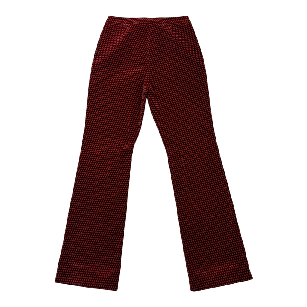 red velvet flared pants with dots back