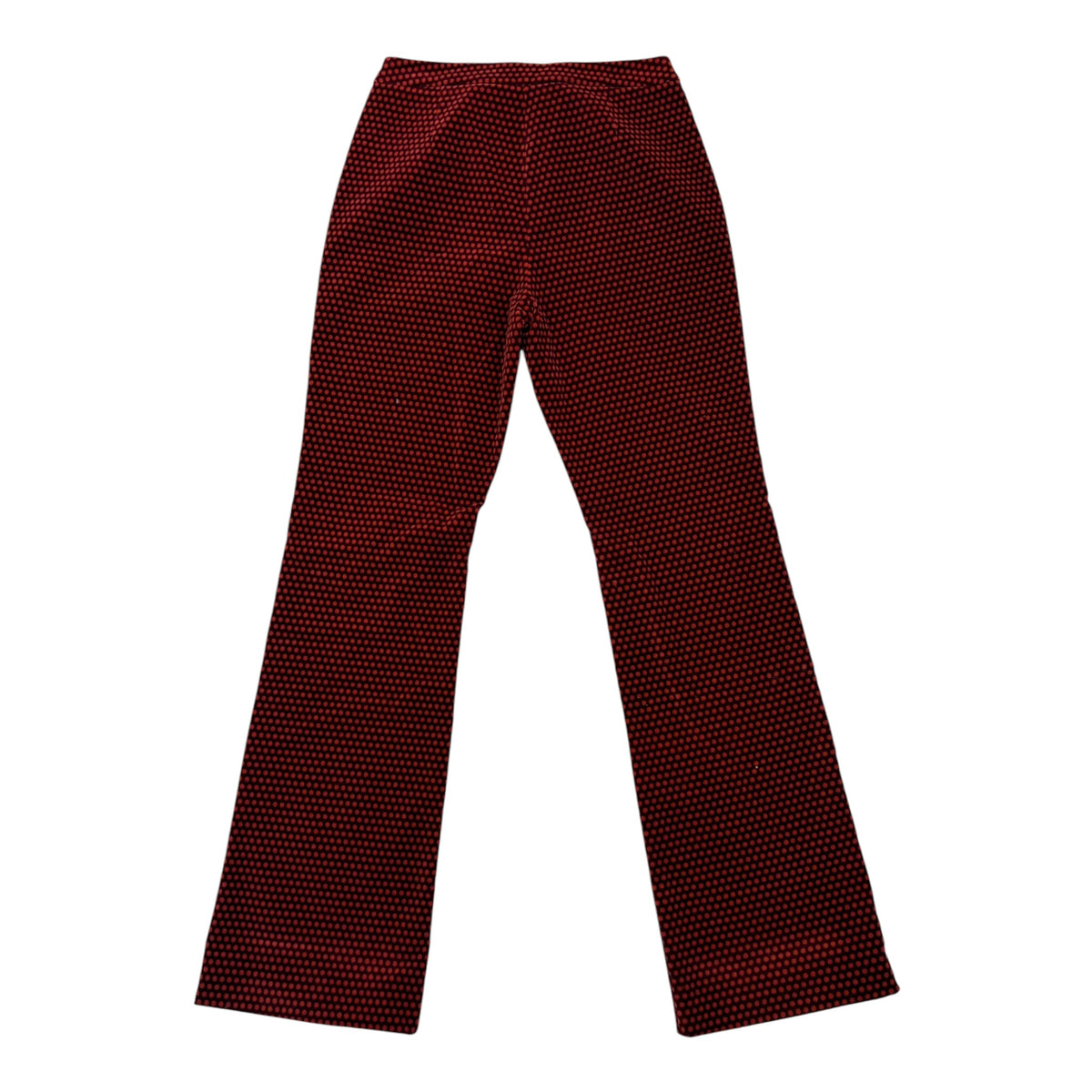 red velvet flared pants with dots back