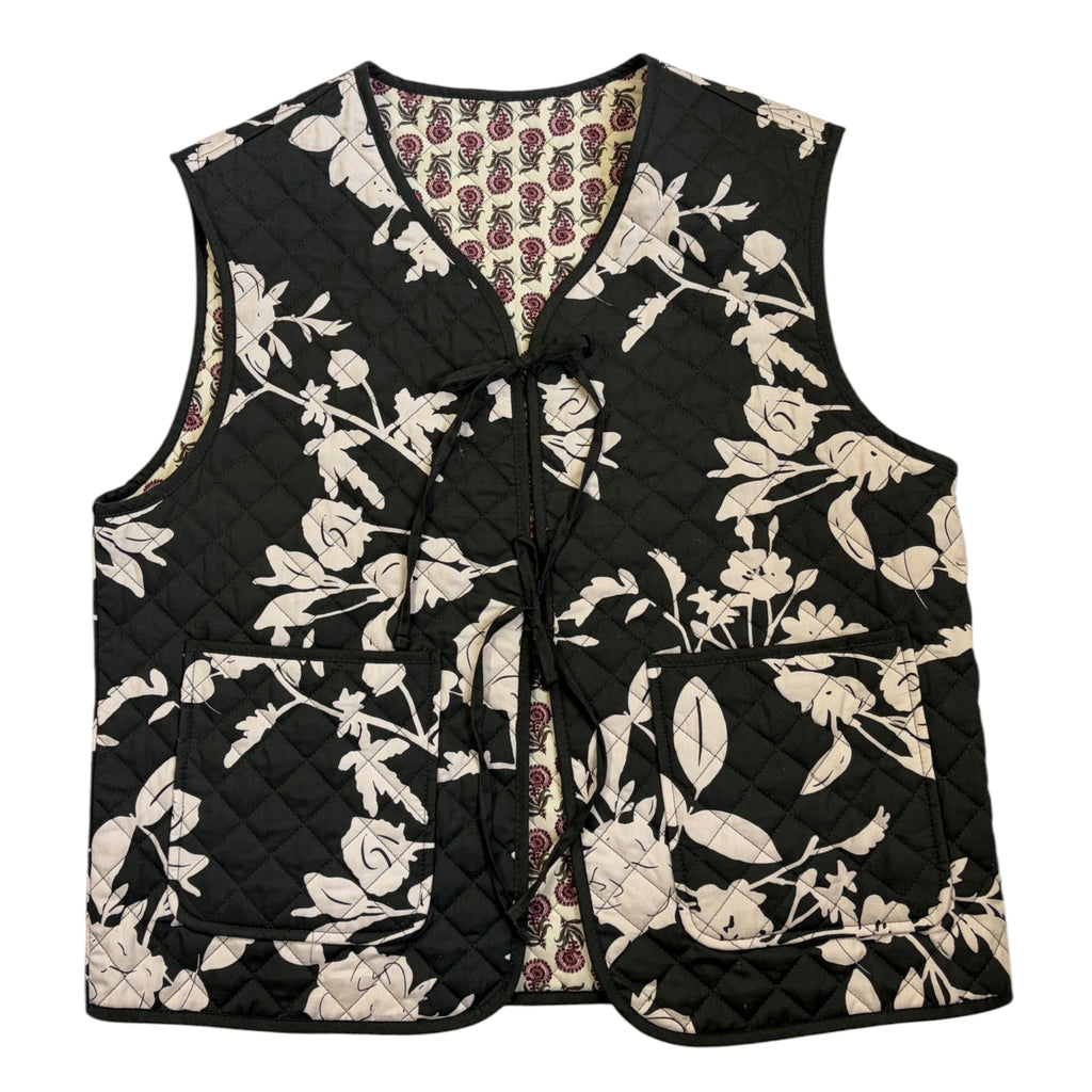 reversible quilted vest green