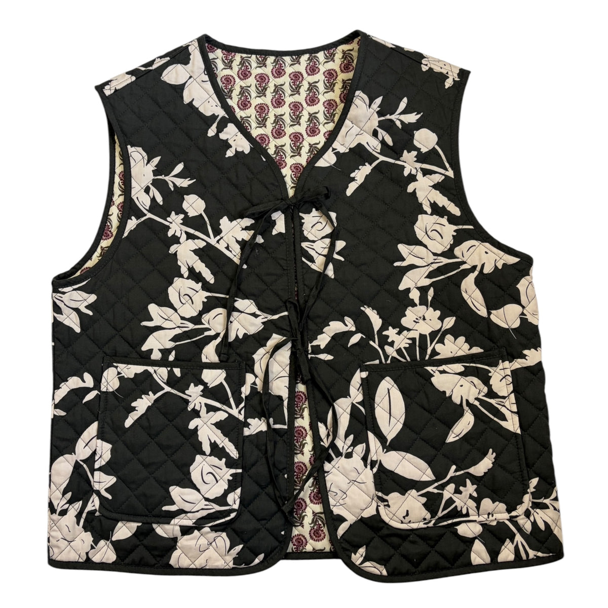 reversible quilted vest green