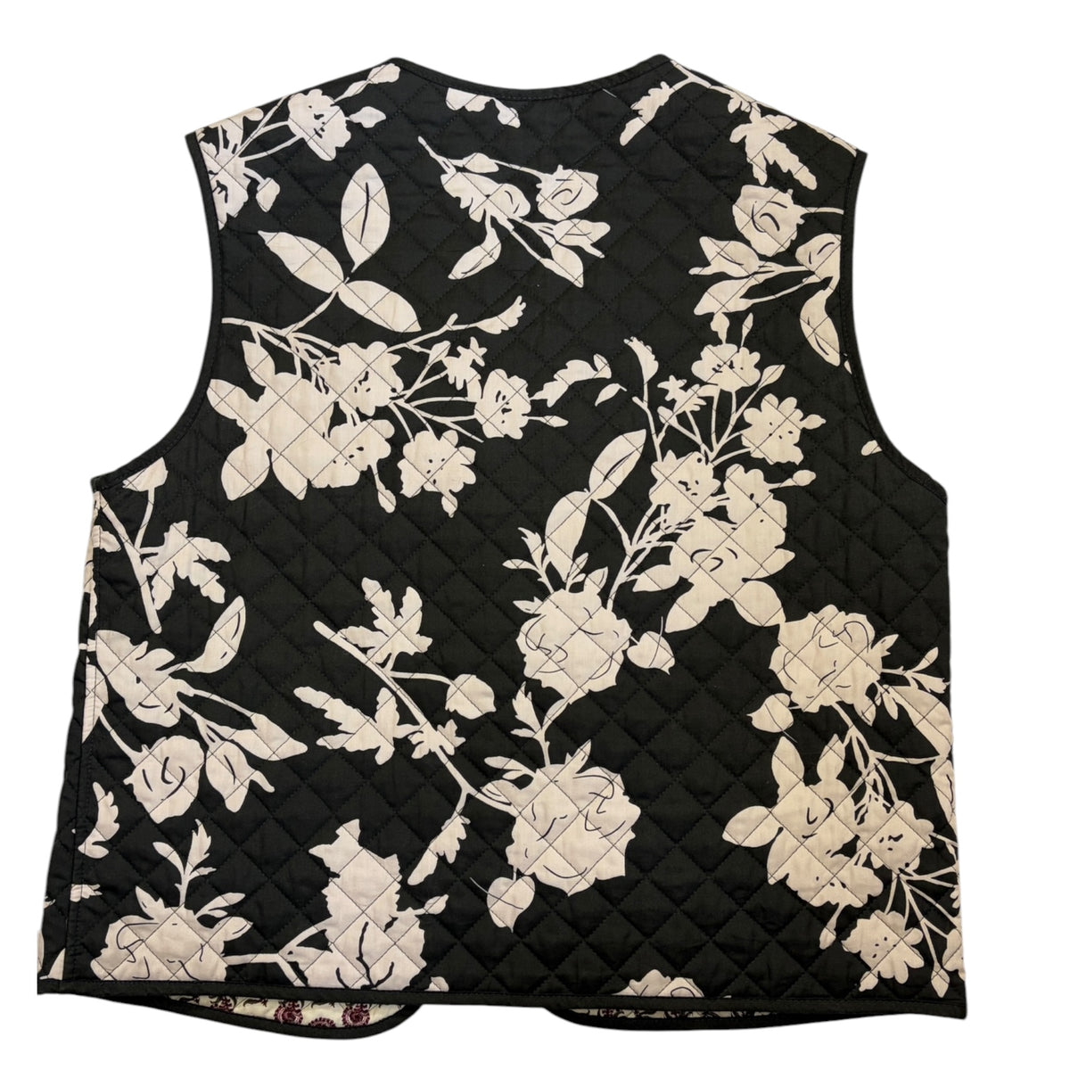 reversible quilted vest green back