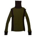 ribbed olive turtle neck jumper with brown details