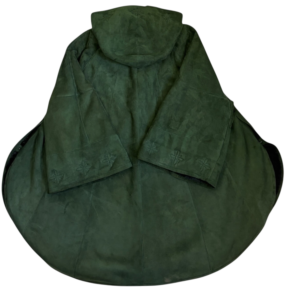 shearling hooded cape with sleeves back