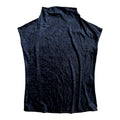 shimmery midnight blue velvet high neck top