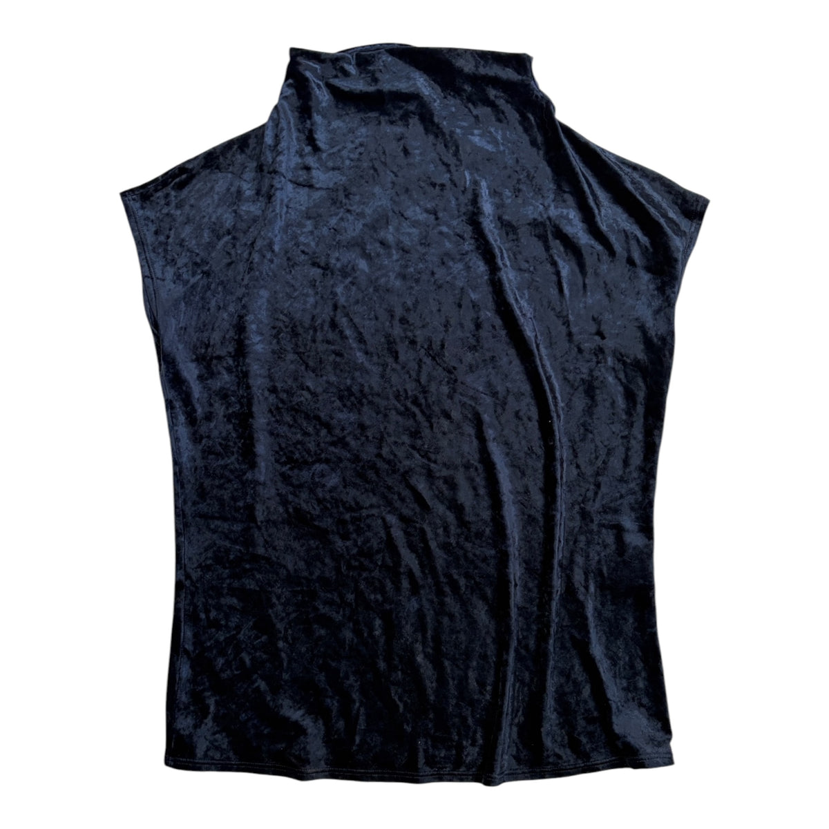 shimmery midnight blue velvet high neck top