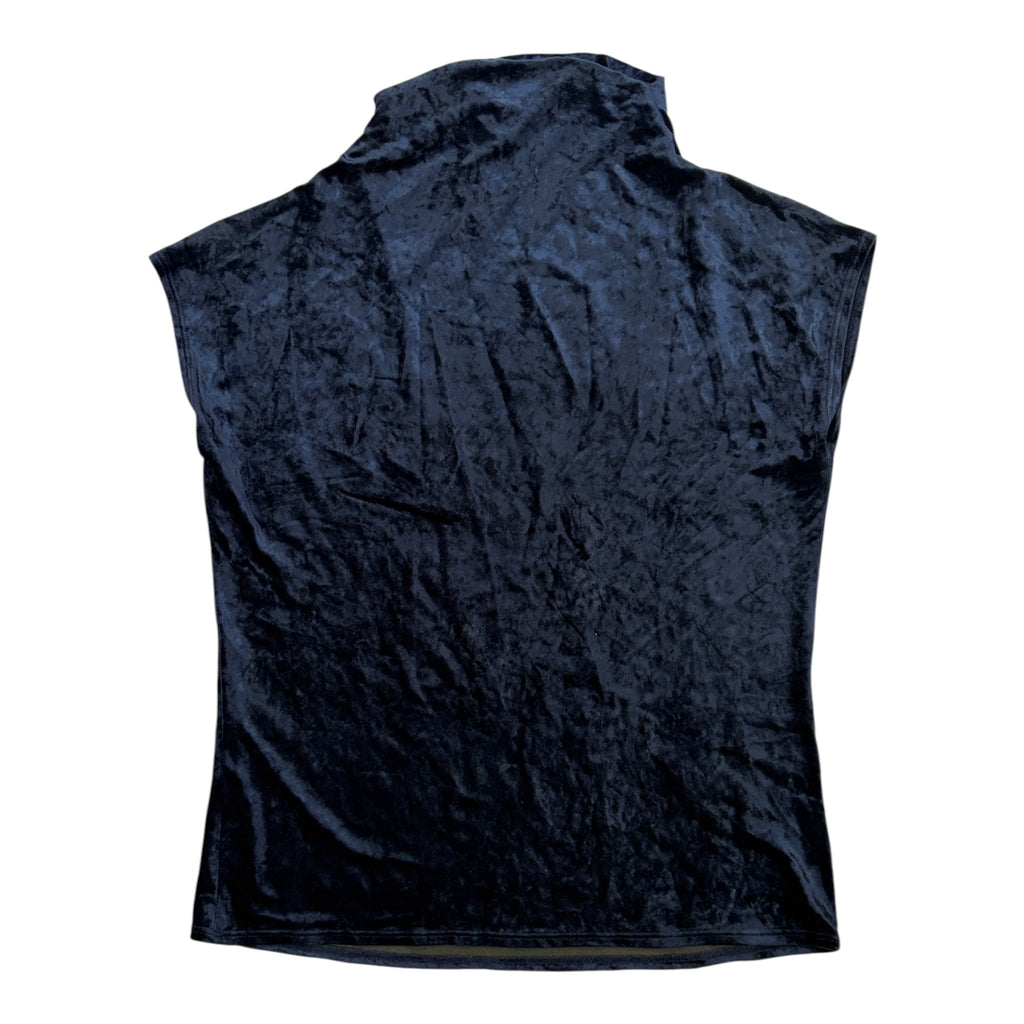 shimmery midnight blue velvet high neck top back