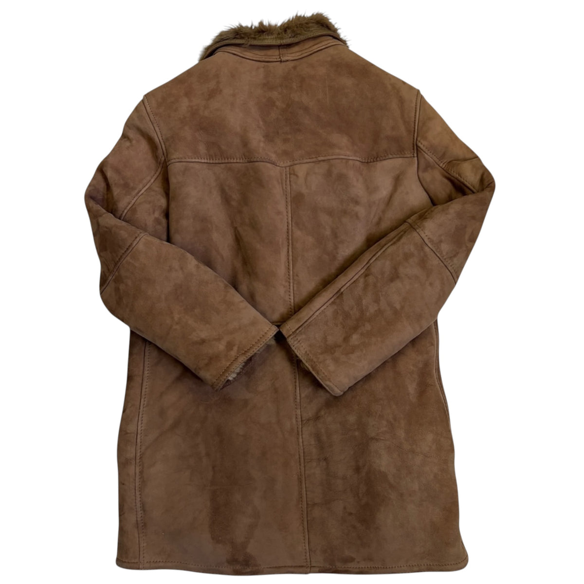 short hazelnut shearling coat back