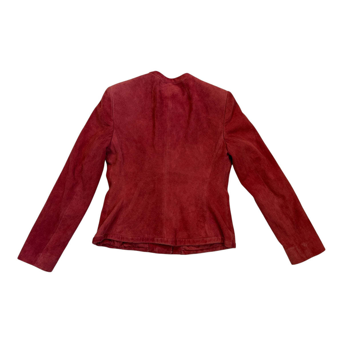 soft red suede jacket back