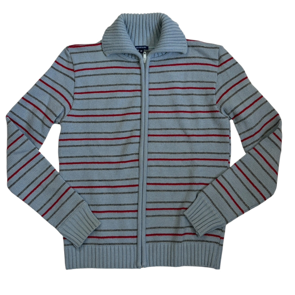 striped zip cardigan