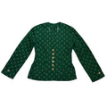 traditional austrian green linen blouse with floral details