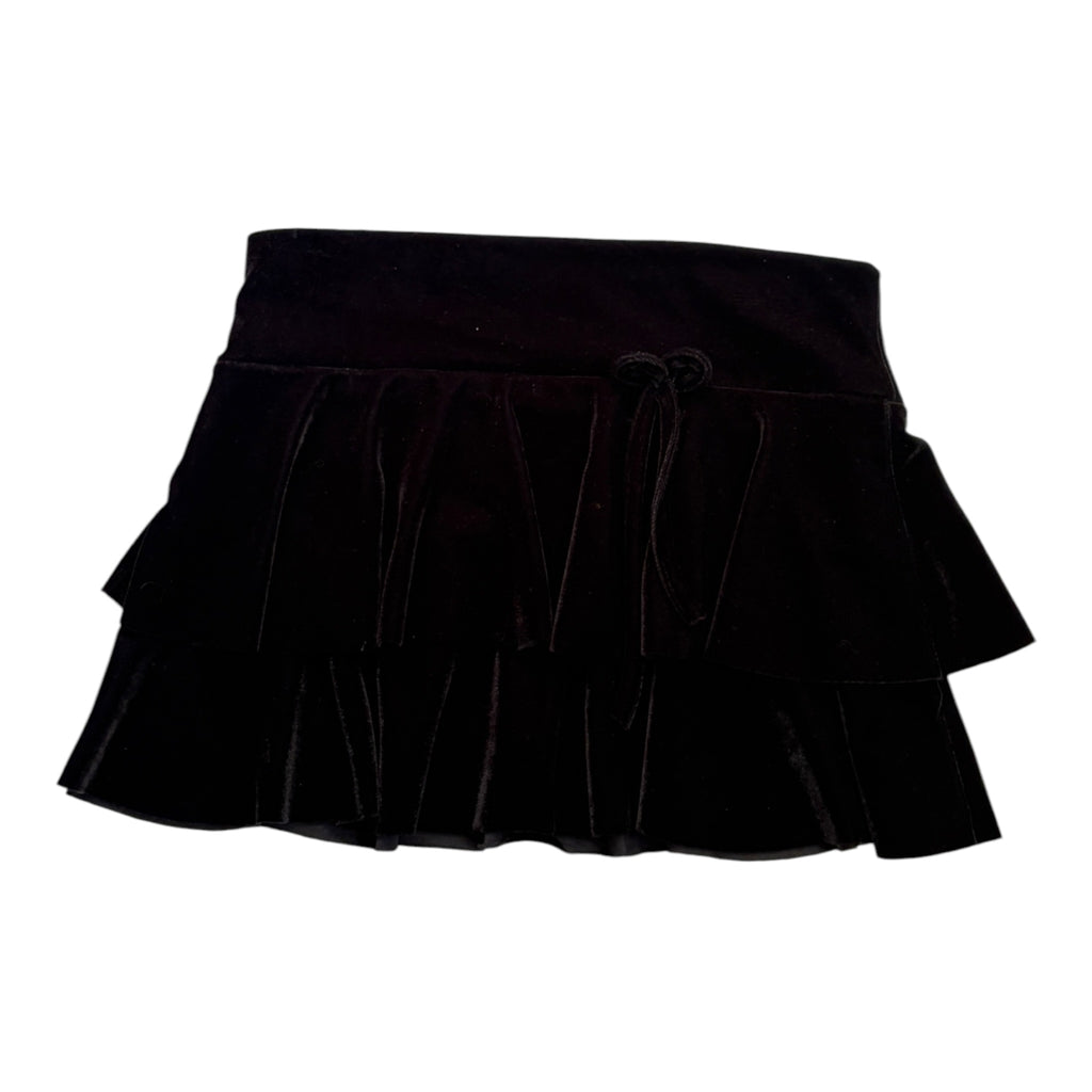 velvet mini skirt with ruffles