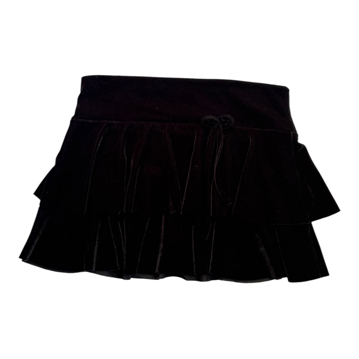 velvet mini skirt with ruffles