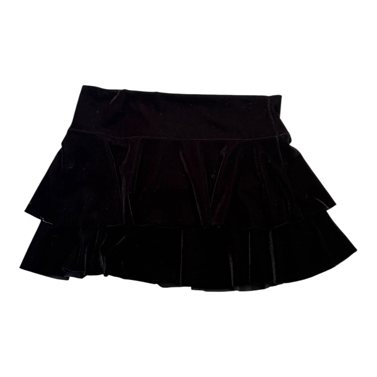 velvet mini skirt with ruffles back