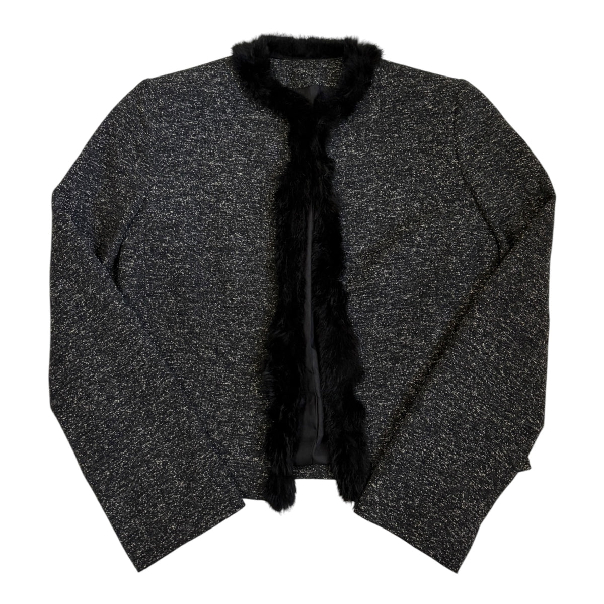 virgin wool jacket with faux fur trim