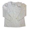 white blouse with oversized embroidered lace collar