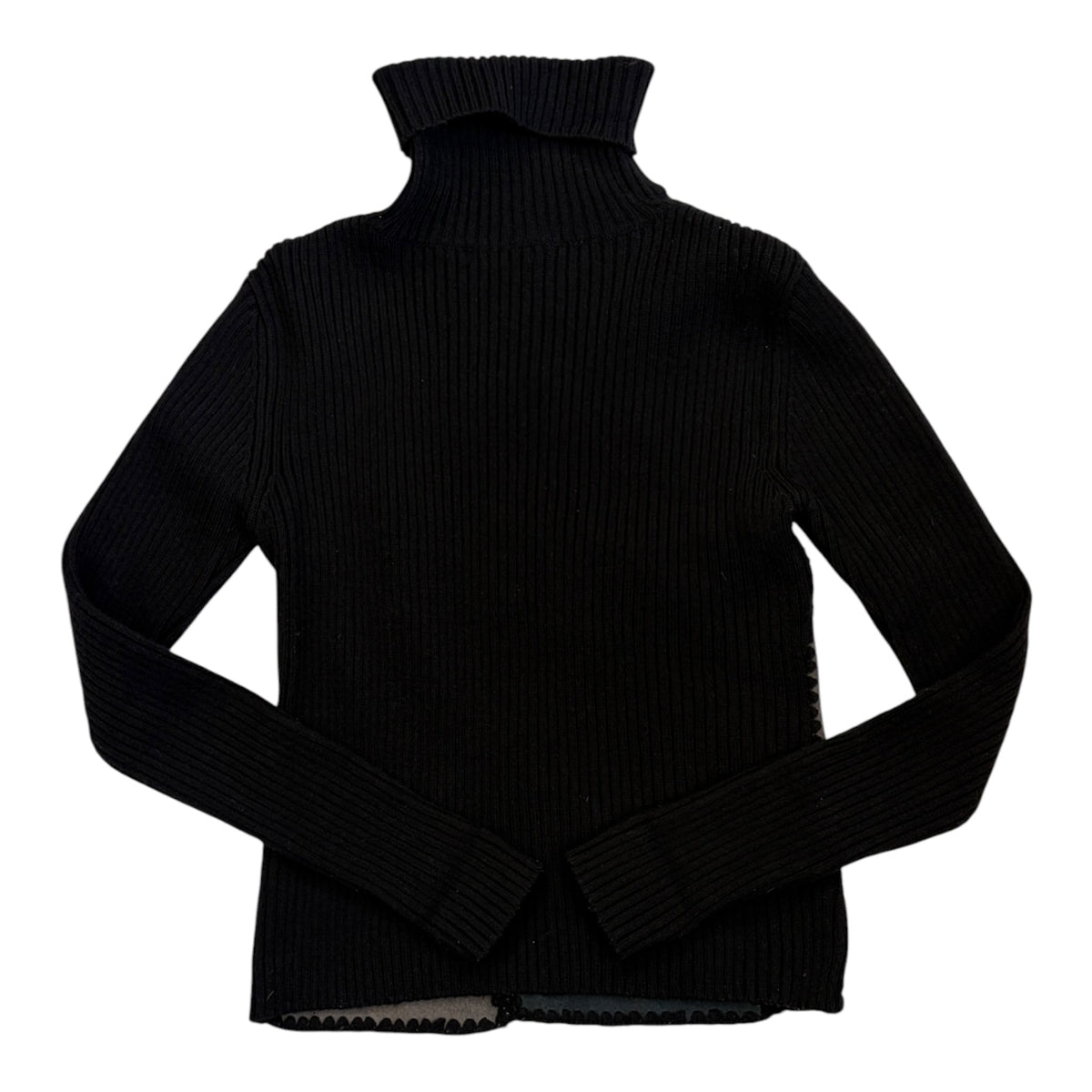 wool turtle neck with leather details back